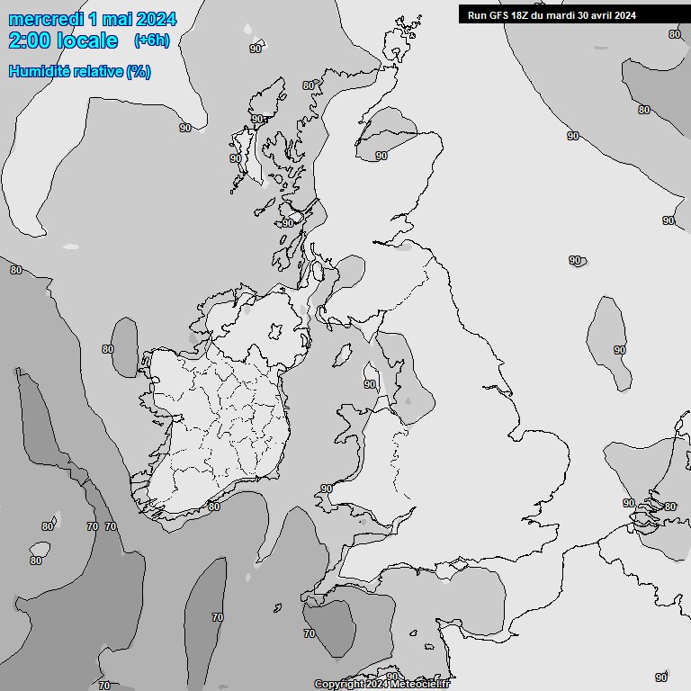 Modele GFS - Carte prvisions 