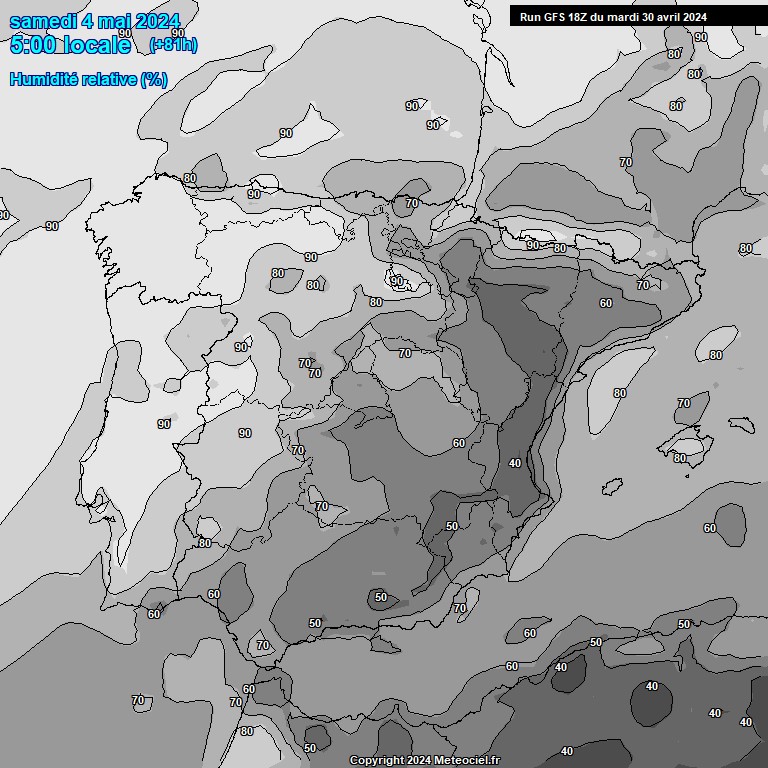 Modele GFS - Carte prvisions 