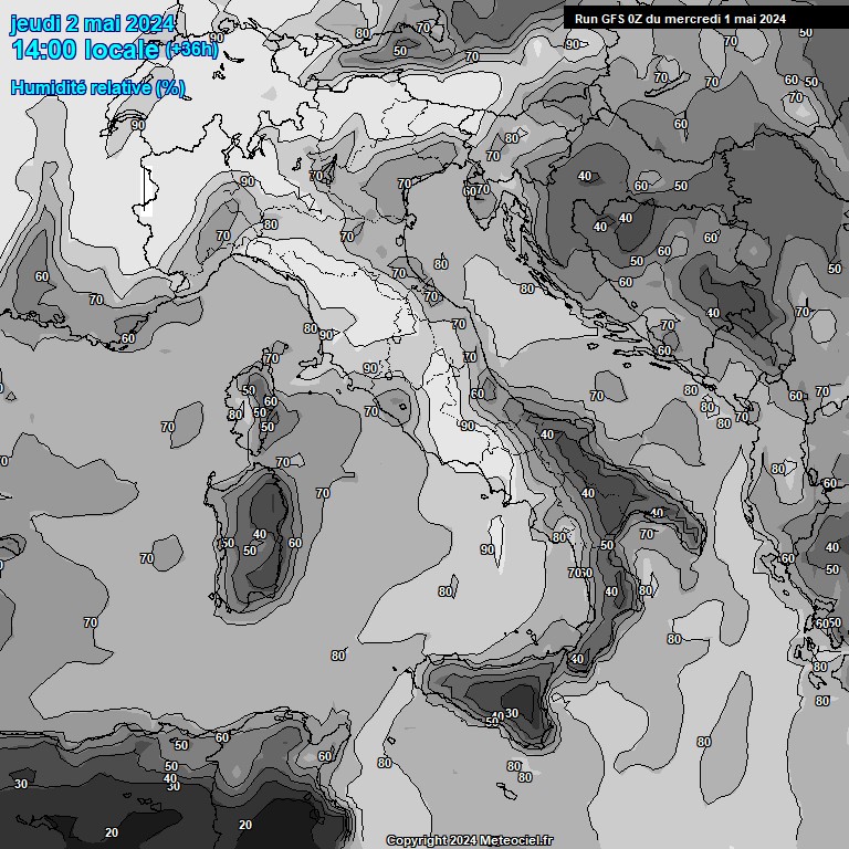 Modele GFS - Carte prvisions 