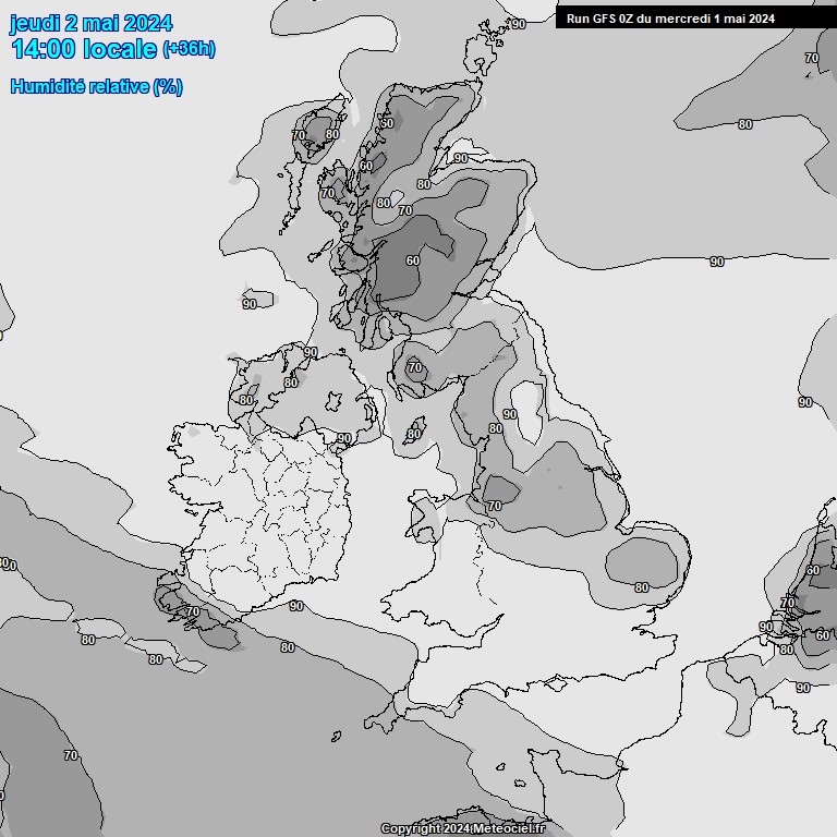 Modele GFS - Carte prvisions 