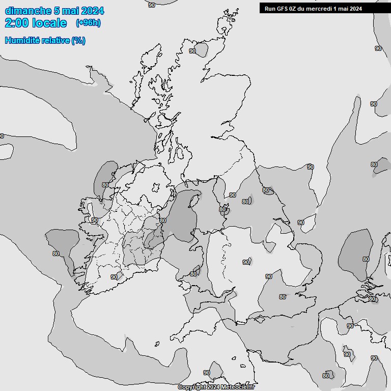 Modele GFS - Carte prvisions 