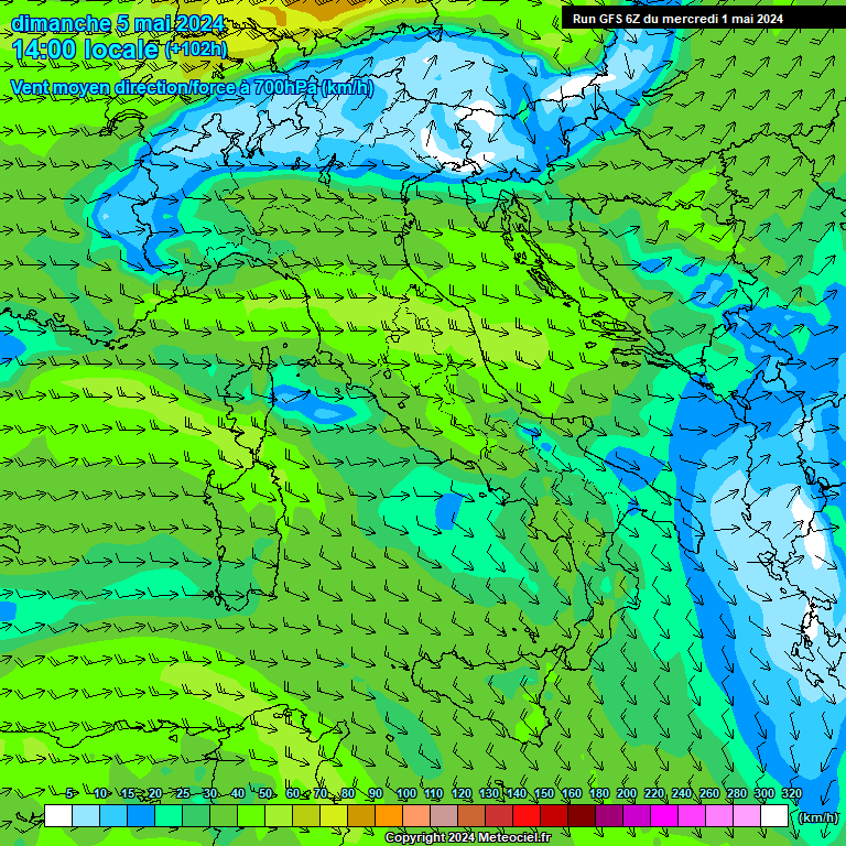 Modele GFS - Carte prvisions 