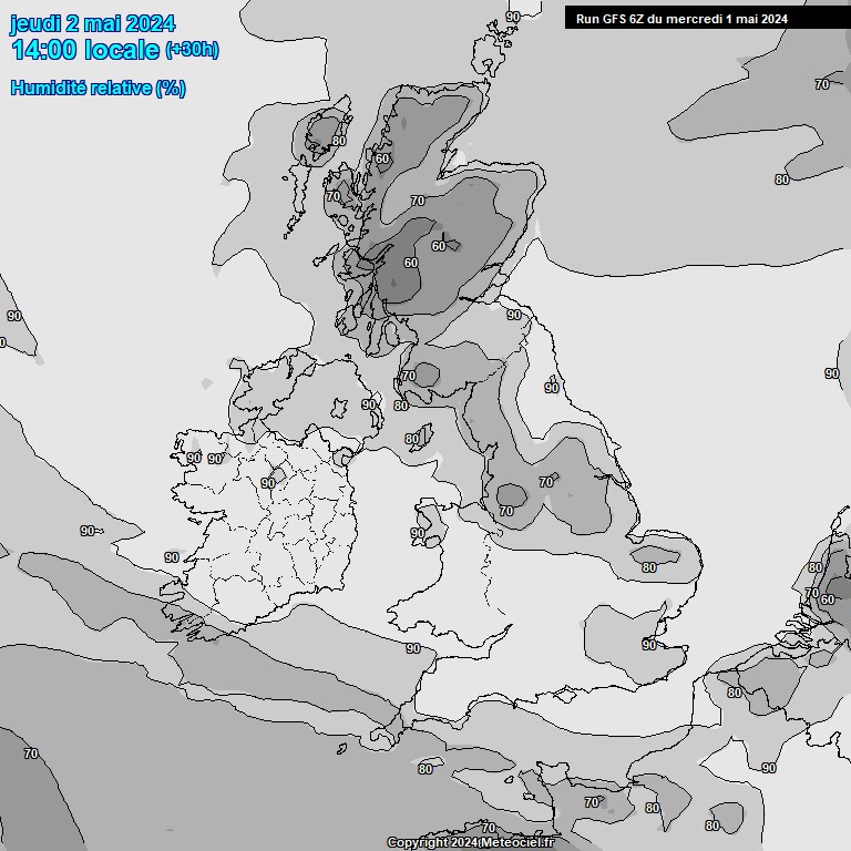 Modele GFS - Carte prvisions 