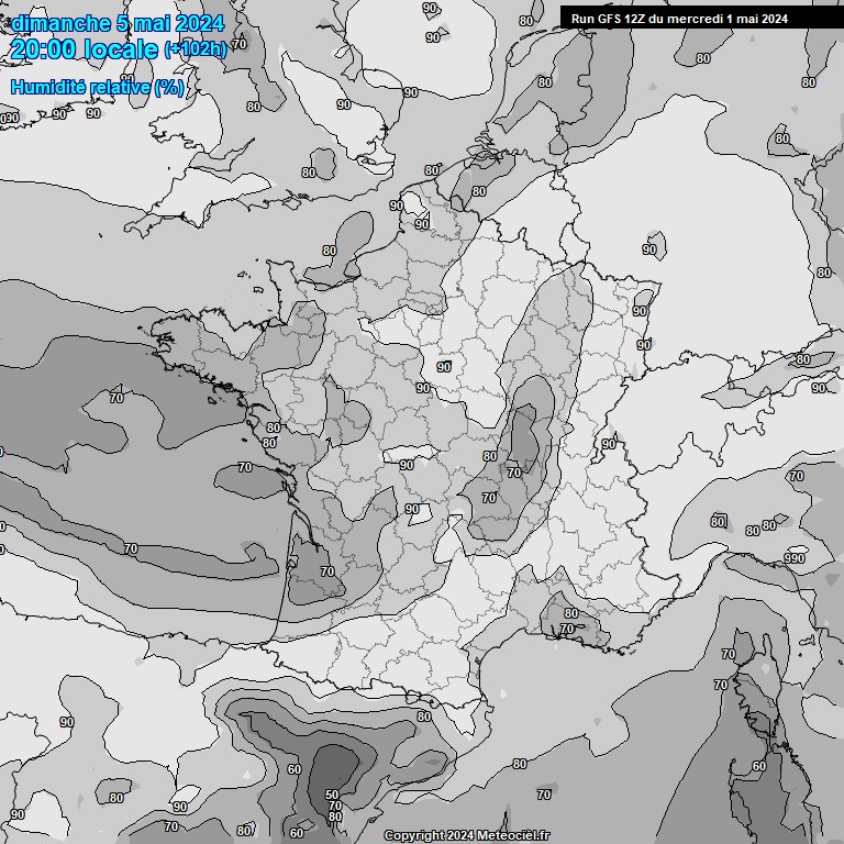 Modele GFS - Carte prvisions 