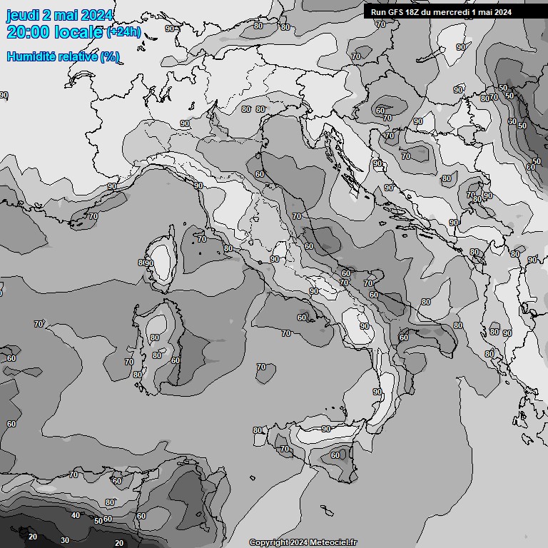 Modele GFS - Carte prvisions 