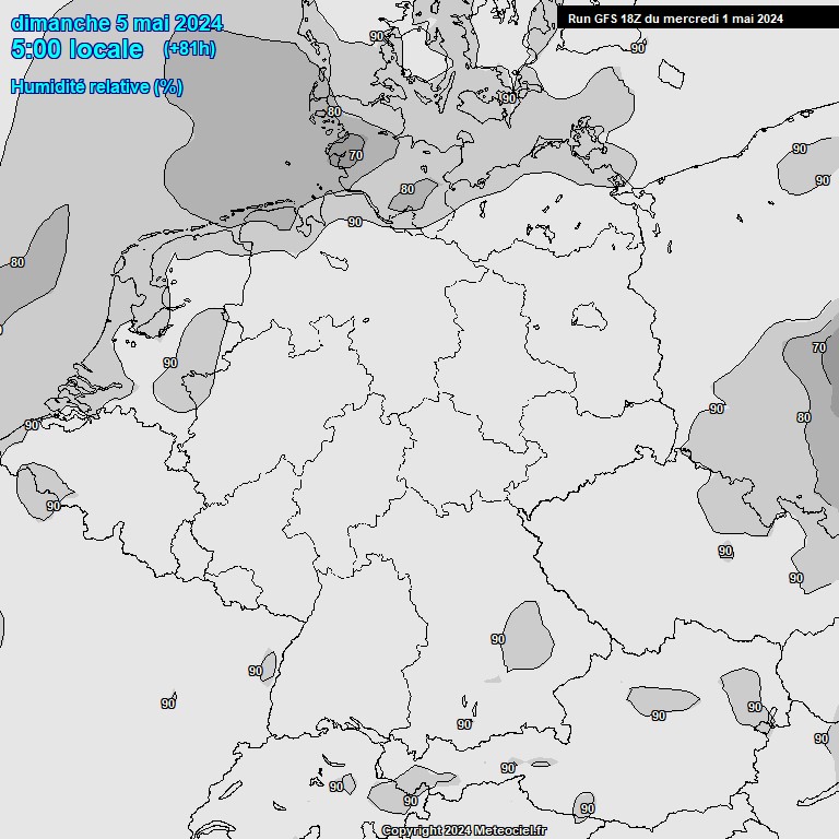 Modele GFS - Carte prvisions 