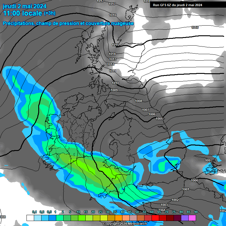 Modele GFS - Carte prvisions 