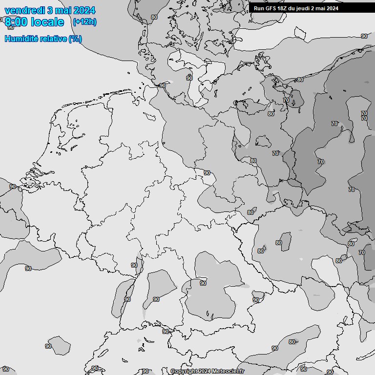 Modele GFS - Carte prvisions 