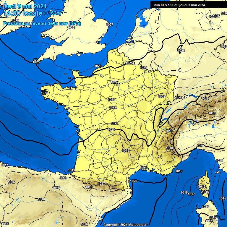 Modele GFS - Carte prvisions 