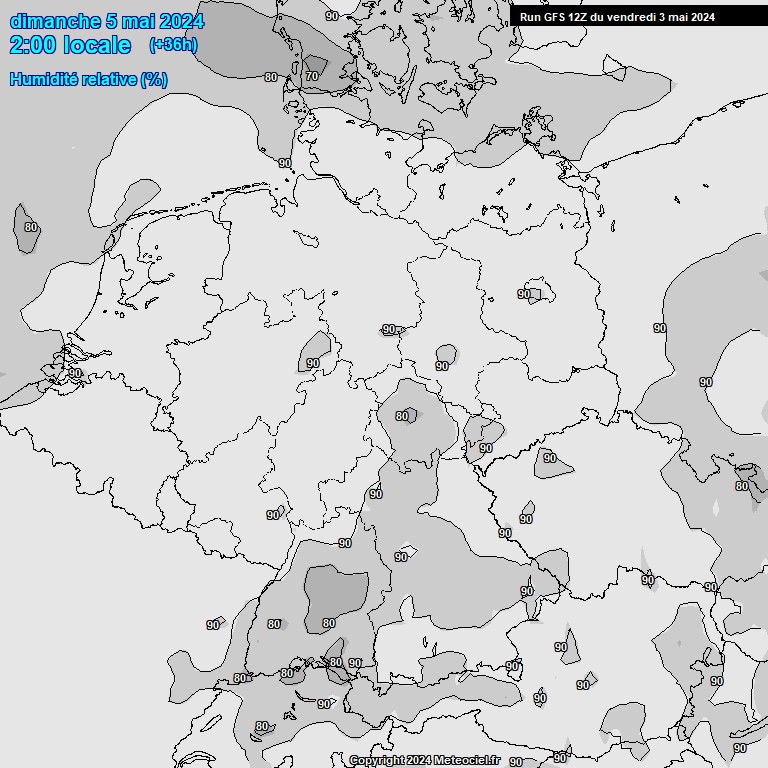 Modele GFS - Carte prvisions 