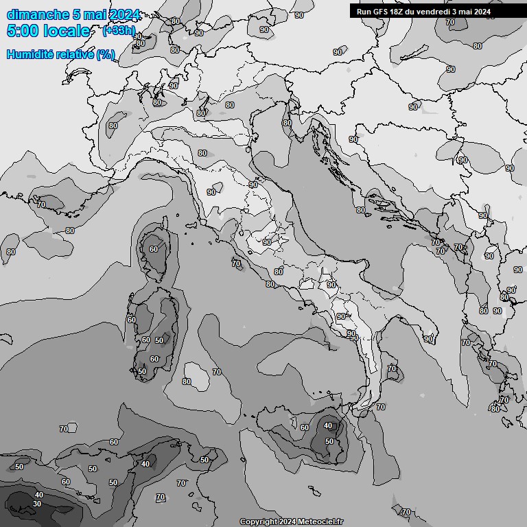 Modele GFS - Carte prvisions 