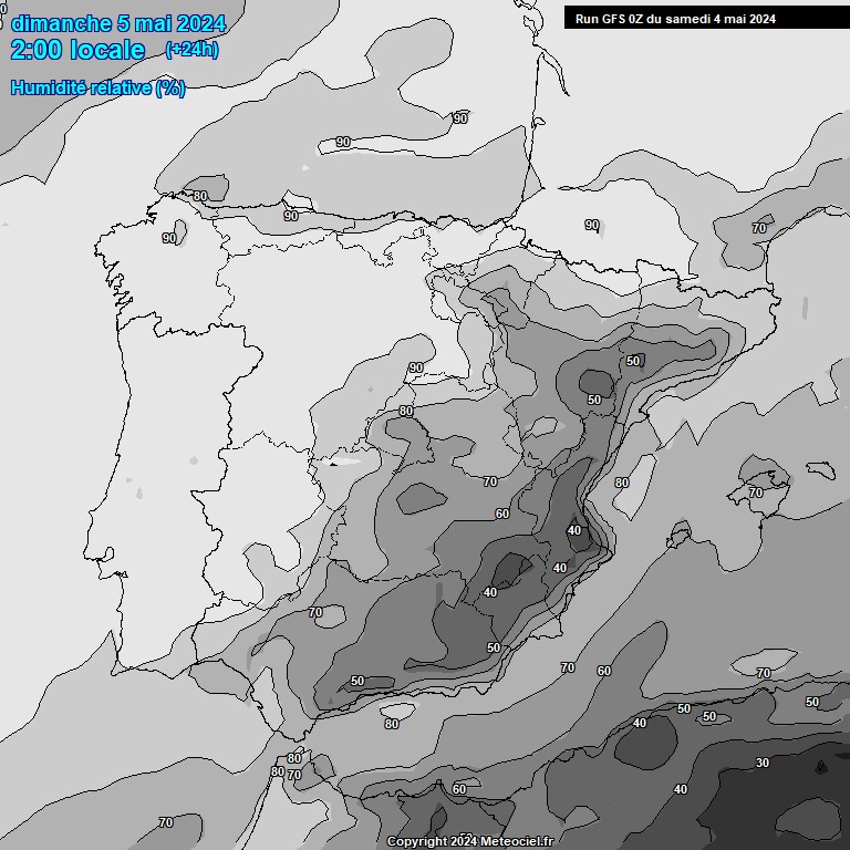 Modele GFS - Carte prvisions 