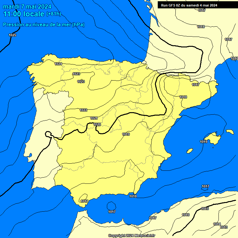 Modele GFS - Carte prvisions 