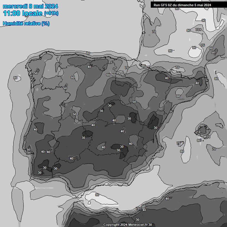 Modele GFS - Carte prvisions 