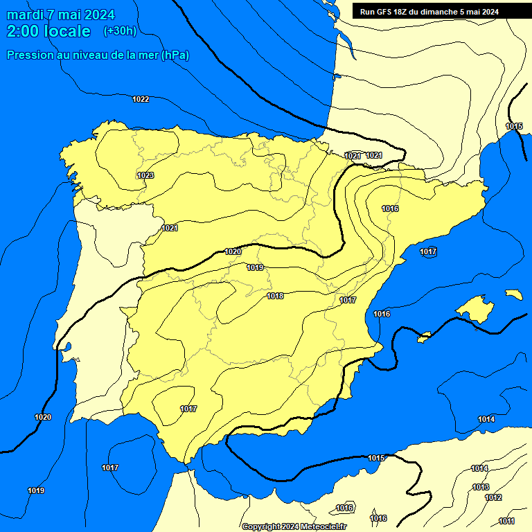 Modele GFS - Carte prvisions 