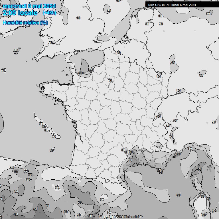 Modele GFS - Carte prvisions 