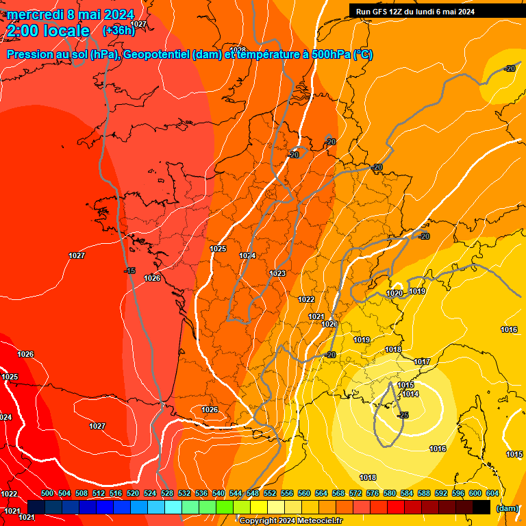 Modele GFS - Carte prvisions 