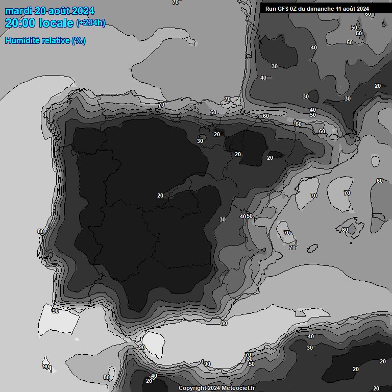 Modele GFS - Carte prvisions 