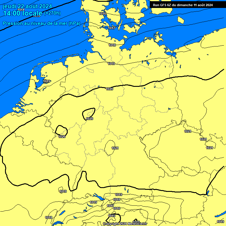 Modele GFS - Carte prvisions 