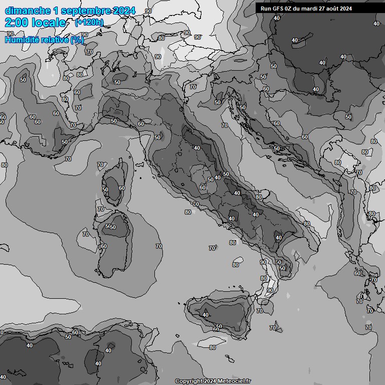 Modele GFS - Carte prvisions 