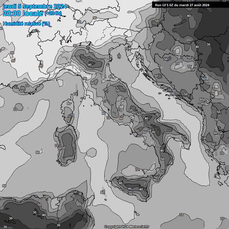 Modele GFS - Carte prvisions 