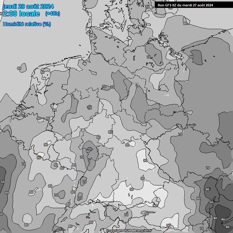 Modele GFS - Carte prvisions 