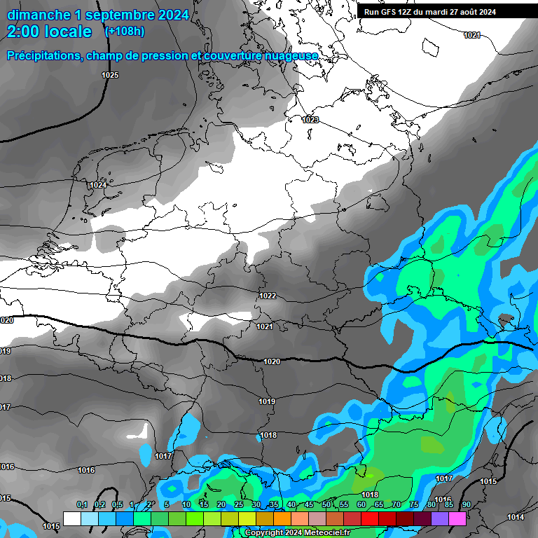 Modele GFS - Carte prvisions 