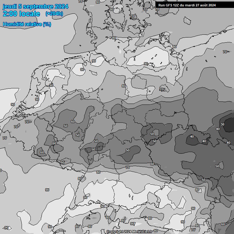 Modele GFS - Carte prvisions 