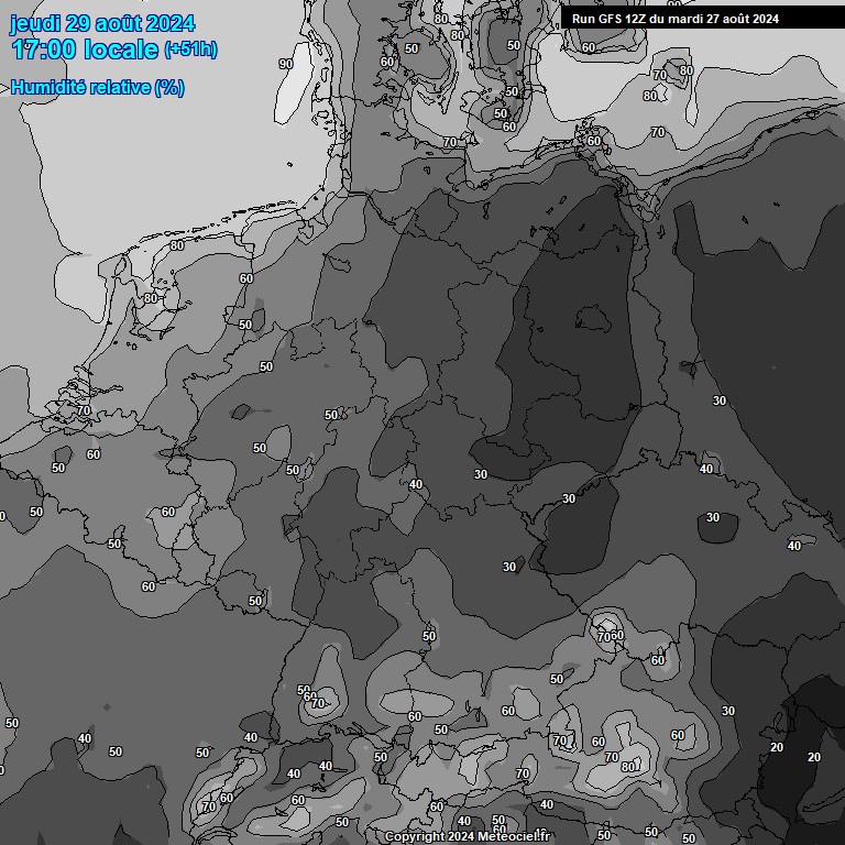 Modele GFS - Carte prvisions 