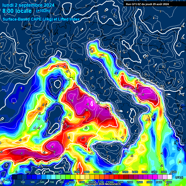 Modele GFS - Carte prvisions 