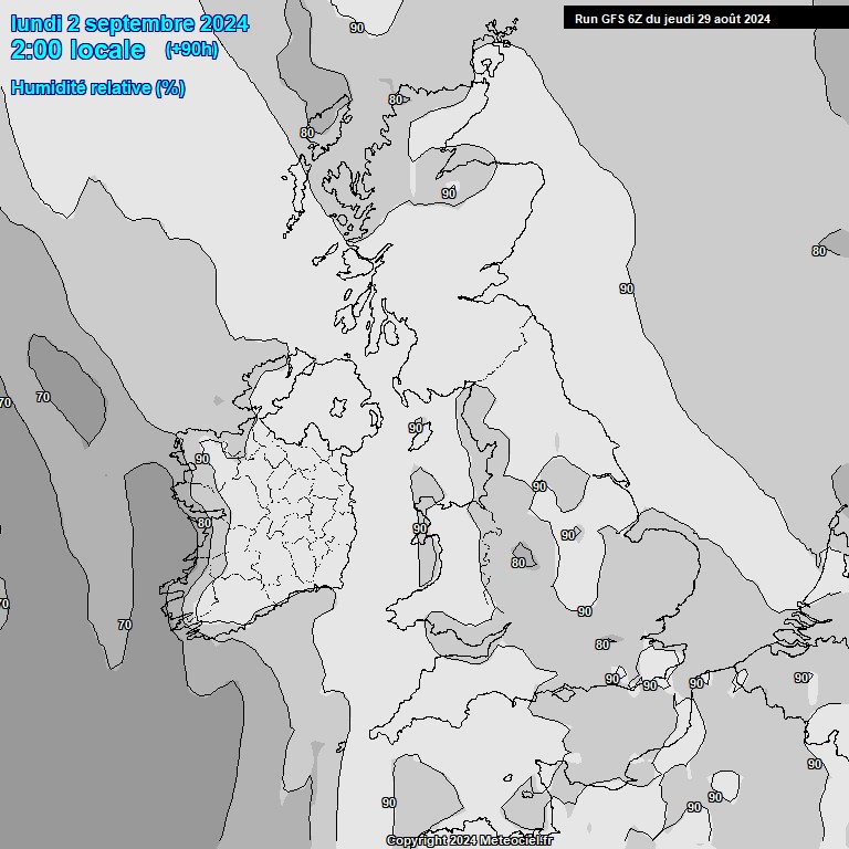 Modele GFS - Carte prvisions 