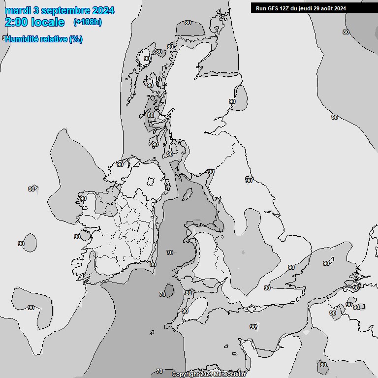 Modele GFS - Carte prvisions 