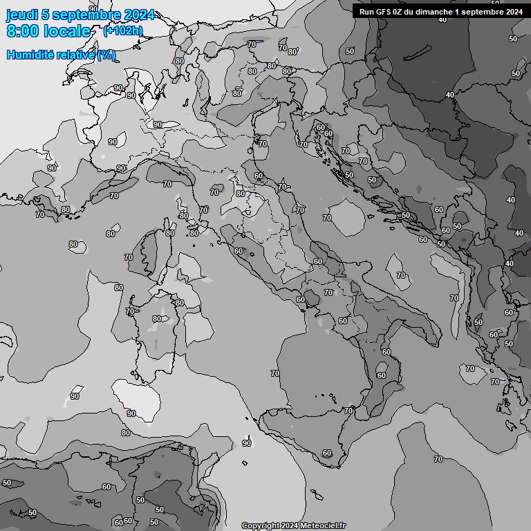 Modele GFS - Carte prvisions 