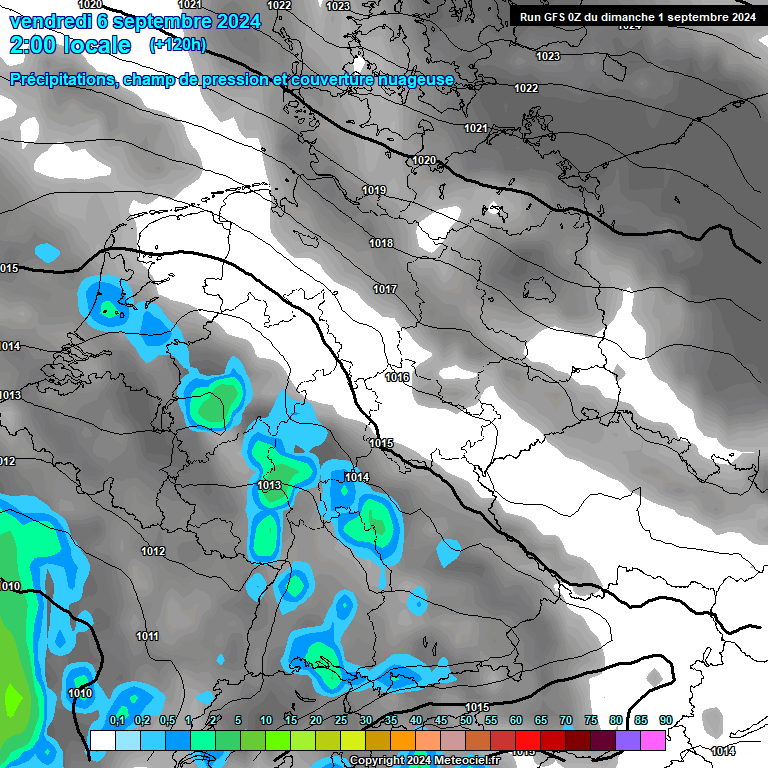 Modele GFS - Carte prvisions 