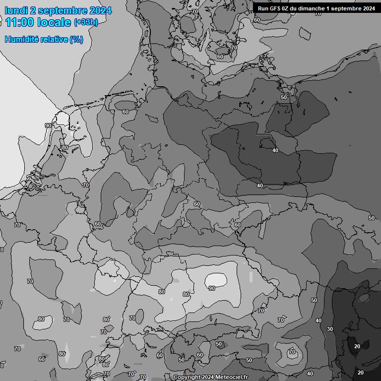 Modele GFS - Carte prvisions 