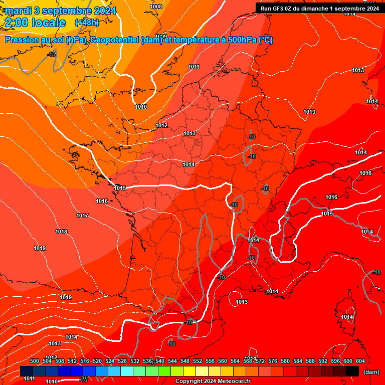 Modele GFS - Carte prvisions 