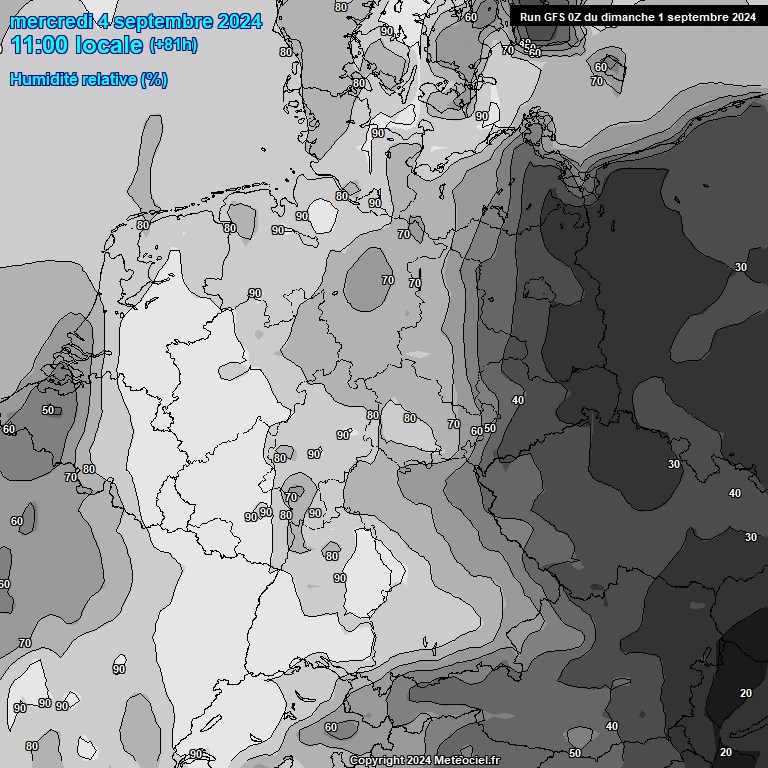 Modele GFS - Carte prvisions 