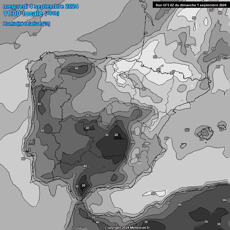 Modele GFS - Carte prvisions 