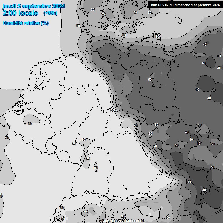 Modele GFS - Carte prvisions 