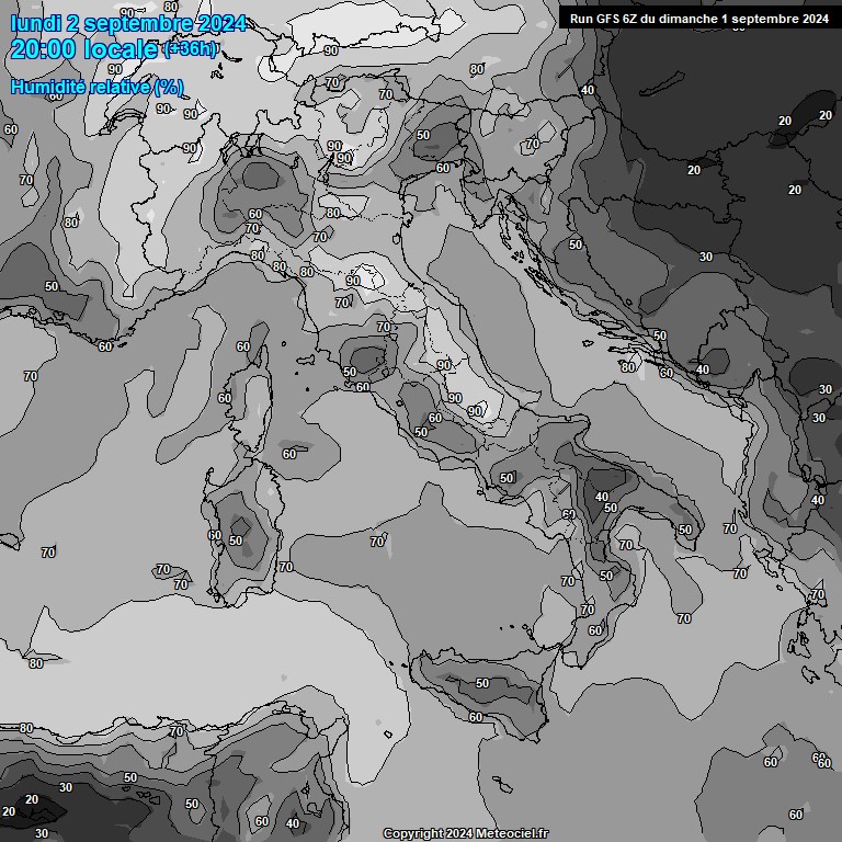 Modele GFS - Carte prvisions 