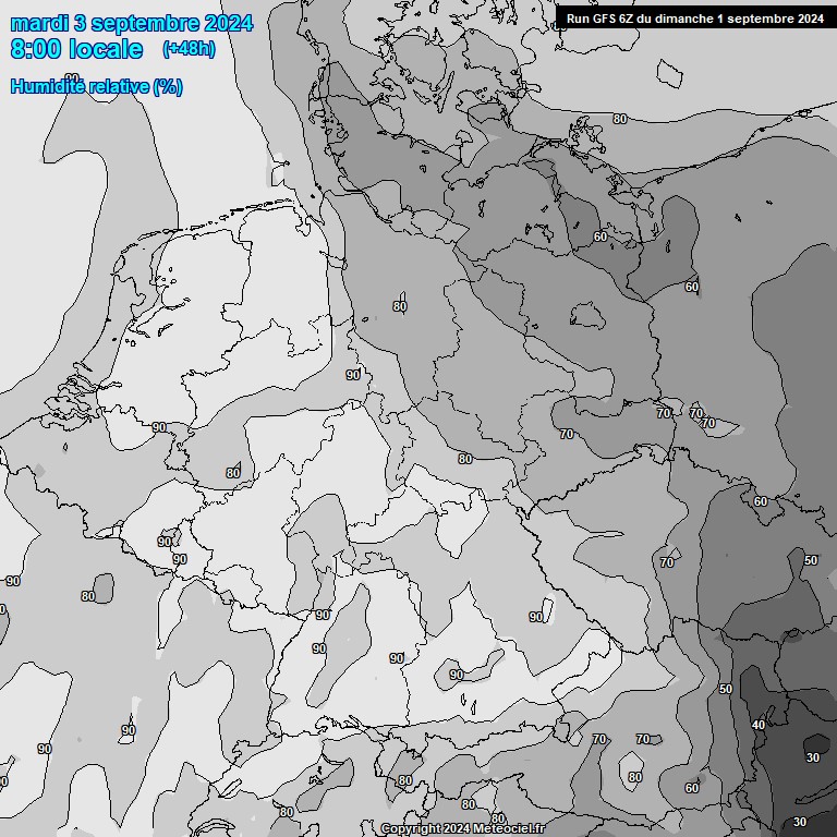 Modele GFS - Carte prvisions 