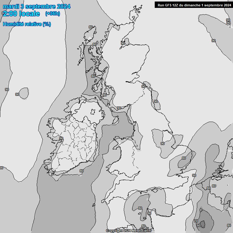 Modele GFS - Carte prvisions 