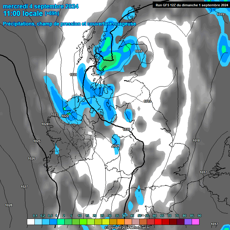 Modele GFS - Carte prvisions 