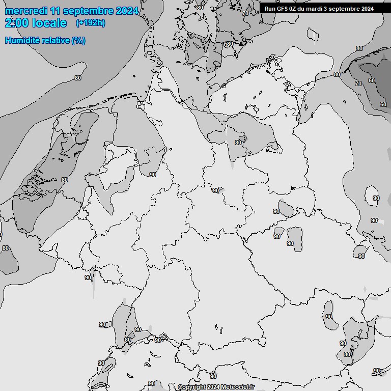 Modele GFS - Carte prvisions 