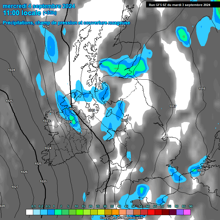 Modele GFS - Carte prvisions 