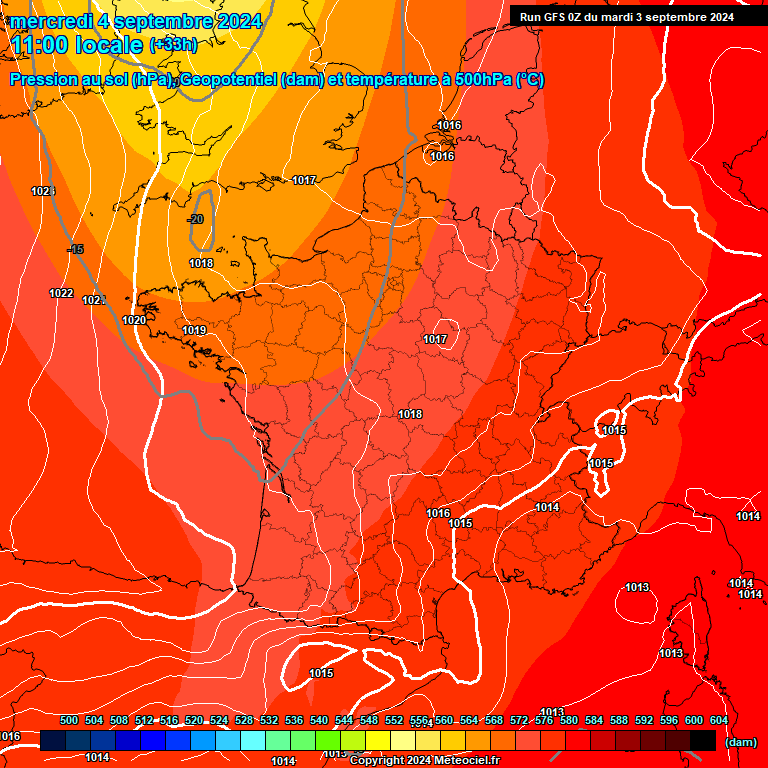 Modele GFS - Carte prvisions 