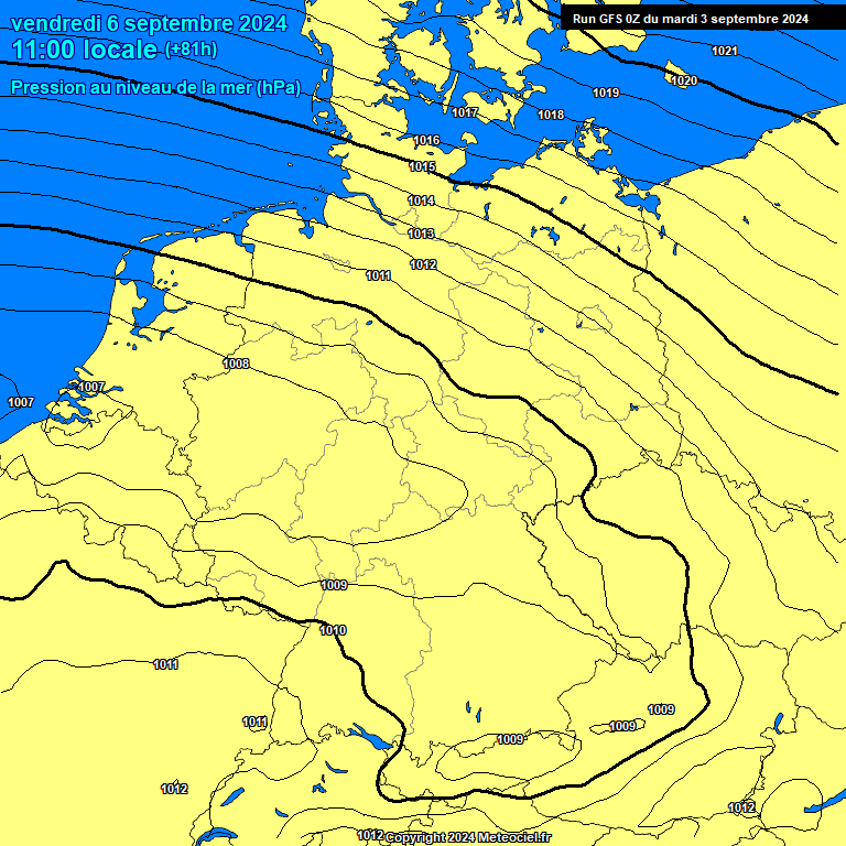 Modele GFS - Carte prvisions 