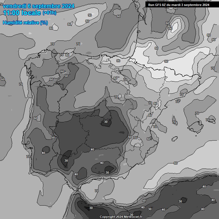 Modele GFS - Carte prvisions 