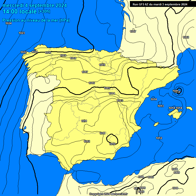 Modele GFS - Carte prvisions 