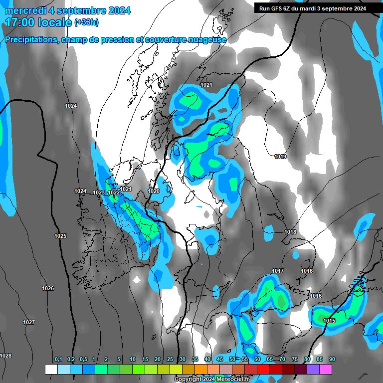 Modele GFS - Carte prvisions 